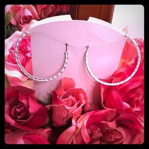 Big silver round hoop earrings